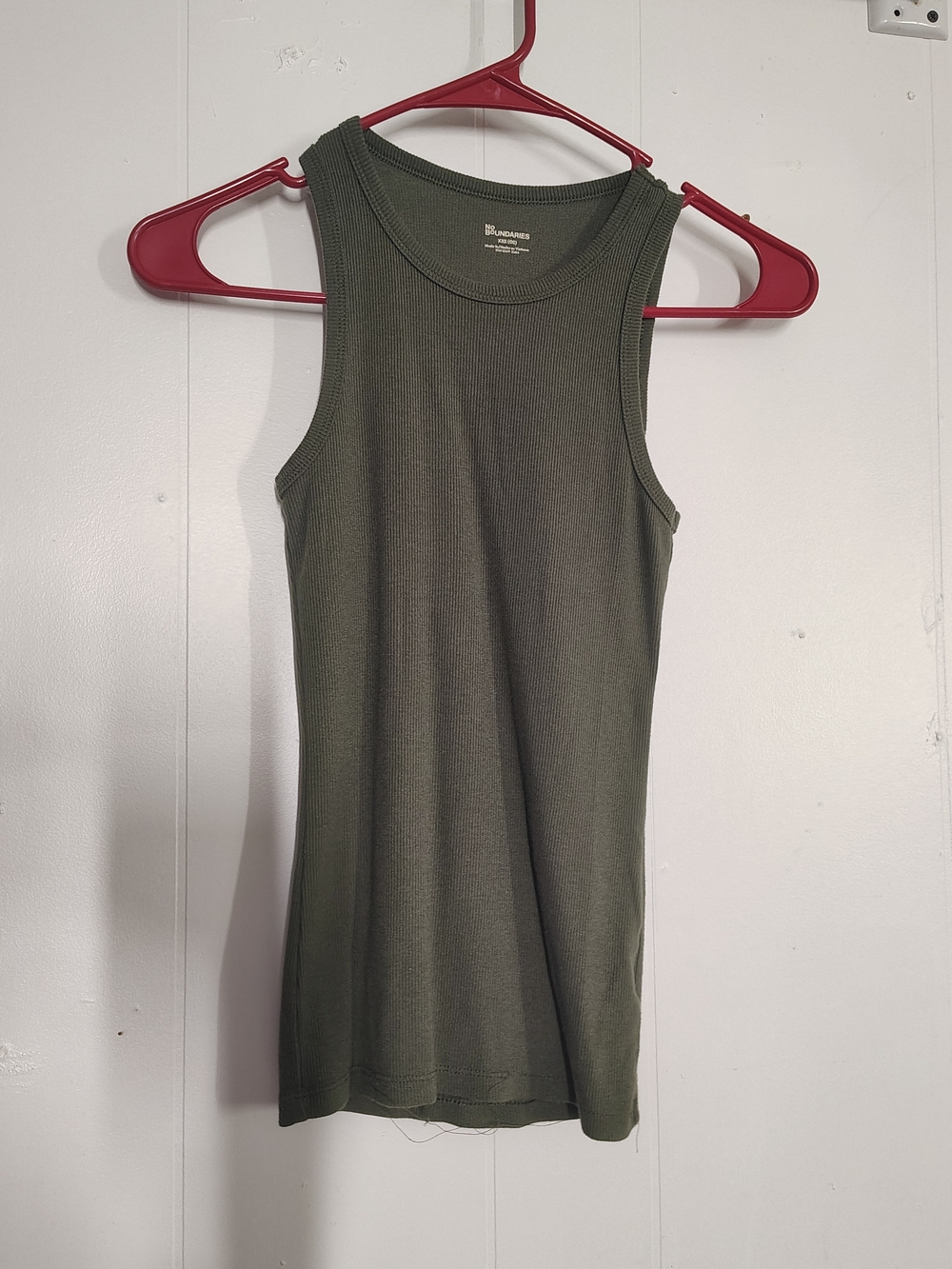 No Boundaries Olive Ribbed Tee - XXS